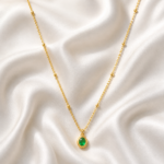 Oval Emerald-Tone Stainless steel Pendant