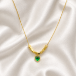 Beaded Heart Green Stainless steel Pendant
