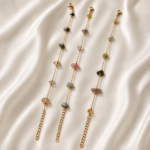 Trio Stone-Beaded Stainless steel Anklets