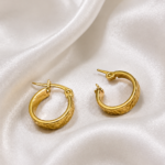Engraved Stainless Steel Hoop Earrings